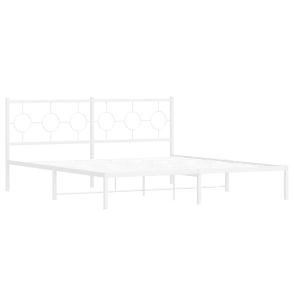 vidaXL Metal Bed Frame without Mattress with Headboard White 183x213cm