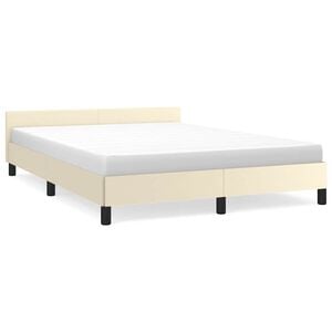 vidaXL Bed Frame with Headboard without Mattress Cream 140x190 cm