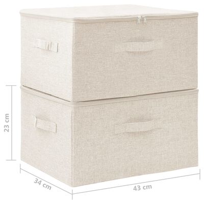vidaXL Storage Boxes 2 pcs Fabric 43x34x23 cm Cream