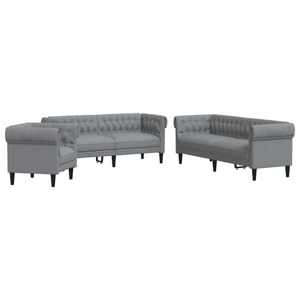 vidaXL Living Room Couch 3 pcs Light Grey Fabric