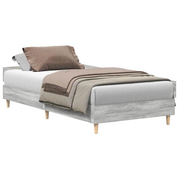 vidaXL Bed Frame No Mattress Grey Sonoma 90x190 cm Single Engineered Wood