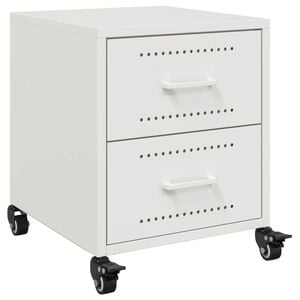 vidaXL Bedside Cabinet White 36x39x43.5 cm Steel