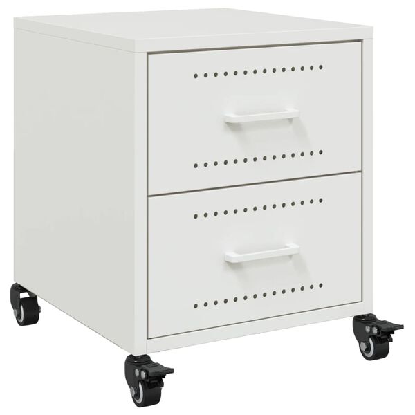 vidaXL Bedside Cabinet White 36x39x43.5 cm Steel