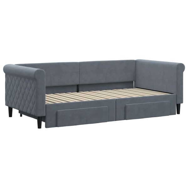 vidaXL Daybed with Trundle&Drawers without Mattress Dark Grey 90x190 cm Single