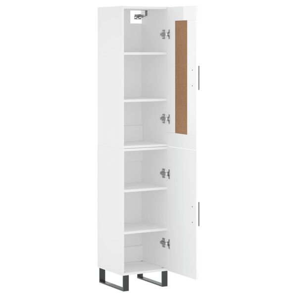 vidaXL Highboard High Gloss White 34.5x34x180 cm Engineered Wood