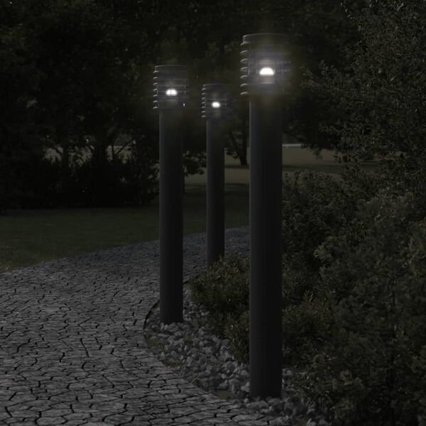 vidaXL Outdoor Floor Lamps with Outlet 3pcs Black 110cm Stainless Steel
