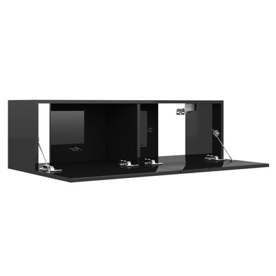 vidaXL TV Cabinet High Gloss Black 100x30x30 cm Engineered Wood