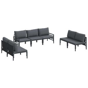 vidaXL Garden Sofa Set 7 pcs Black Steel