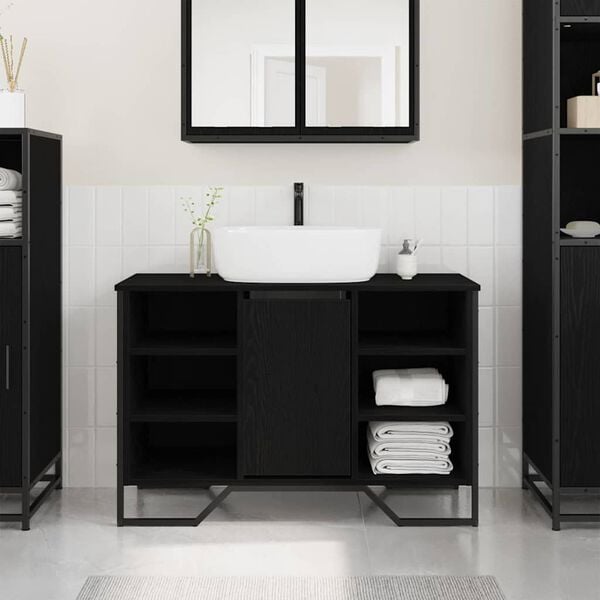 vidaXL Bathroom Sink Cabinet Black Oak 91 x 35 x 60 cm Engineered wood