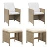 vidaXL Garden Chairs with Stools 2 pcs Poly Rattan Beige