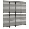vidaXL Room Divider 4 Panels Grey Poly Rattan