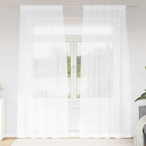 vidaXL Voile Curtain with Curtains 2 pcs White 225 x 140 cm Polyester