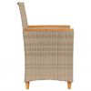 vidaXL Garden Chairs with Cushions 2 pcs Beige Poly Rattan&Solid Wood