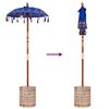 vidaXL Parasol with Base Blue 95 x 95 x 260 cm Cotton and Wood