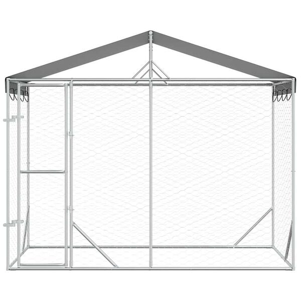 vidaXL Outdoor Dog Kennel with Roof Silver 3x1.5x2.5 m Galvanised Steel