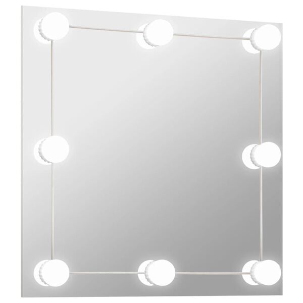 vidaXL Wall Mirror with LED Lights Square Glass