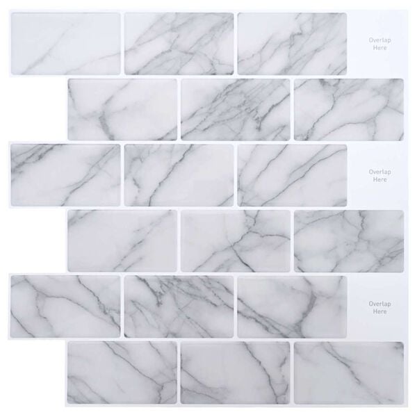 vidaXL Subway Tile 10 pcs White Marble 30.5 x 30.5 cm