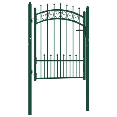 vidaXL Fence Gate with Spikes Steel 100x125 cm Green