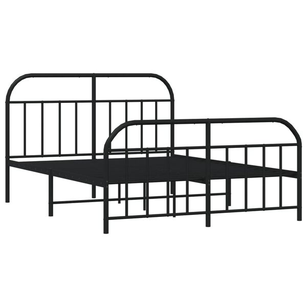 vidaXL Metal Bed Frame without Mattress with Footboard Black 140x190cm