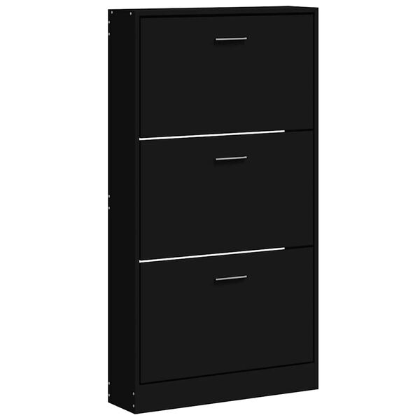 vidaXL Shoe Cabinet Black 59x17x108 cm Engineered Wood