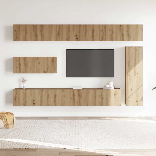 vidaXL 7 Piece TV Cabinet Set Wall-mounted Artisan Oak Engineered Wood