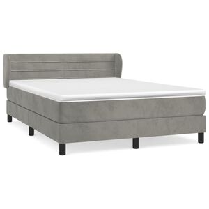 vidaXL Box Spring Bed with Mattress Light Grey 140x190 cm Velvet