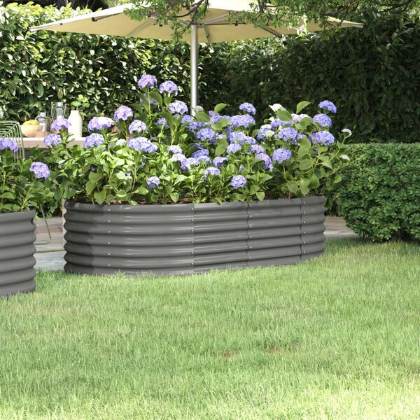 vidaXL Garden Raised Bed Galvanised Steel 152x80x36 cm Grey