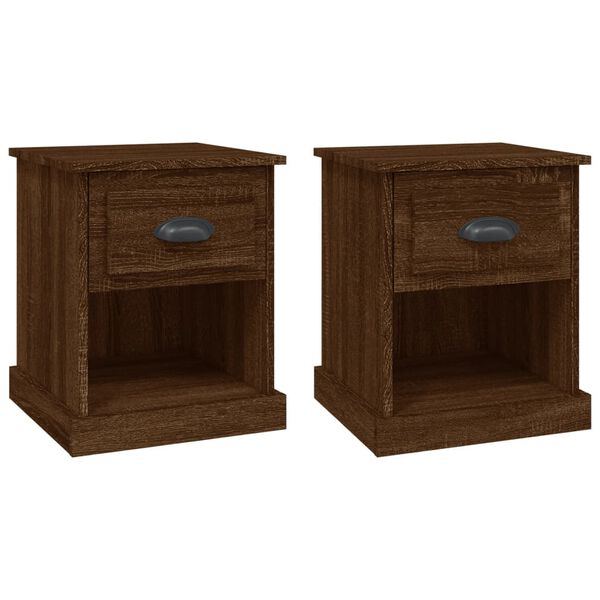 vidaXL Bedside Cabinets 2 pcs Brown Oak 39x39x47.5 cm Engineered Wood