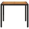 vidaXL Garden Table with Acacia Wood Top Black 90x90x75 cm Poly Rattan
