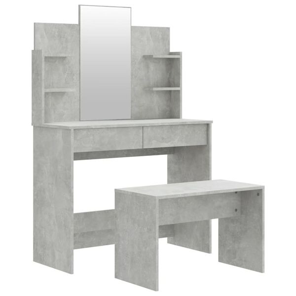 vidaXL Dressing Table Set Concrete Grey 96x40x142 cm