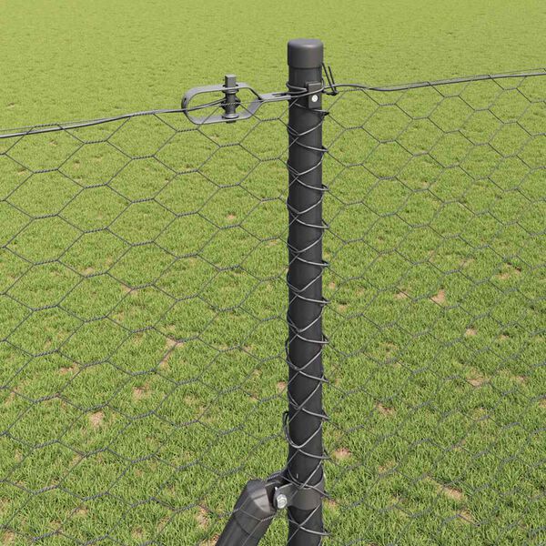 vidaXL Fence Post Grey 10 x 1.5 m (36 mm mesh) Steel and PVC