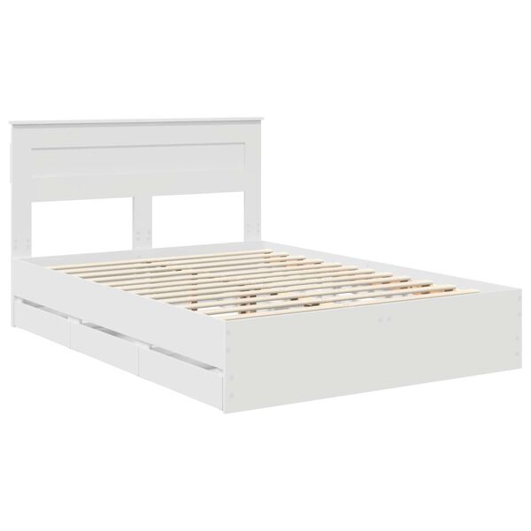 vidaXL Bed Frame with Drawer White 140 x 200 cm Engineer Wood