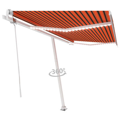 vidaXL Automatic Awning with LED&Wind Sensor 450x300 cm Orange/Brown