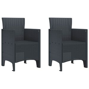 vidaXL Garden Chair 2 pcs Anthracite Polypropylene