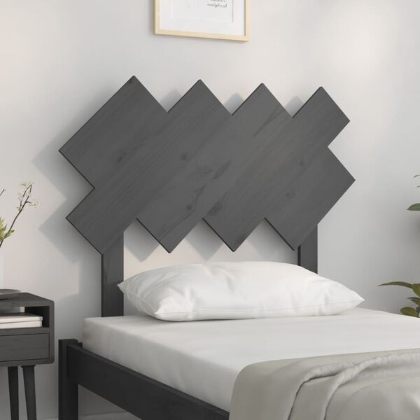 vidaXL Bed Headboard Grey 92x3x81 cm Solid Wood Pine