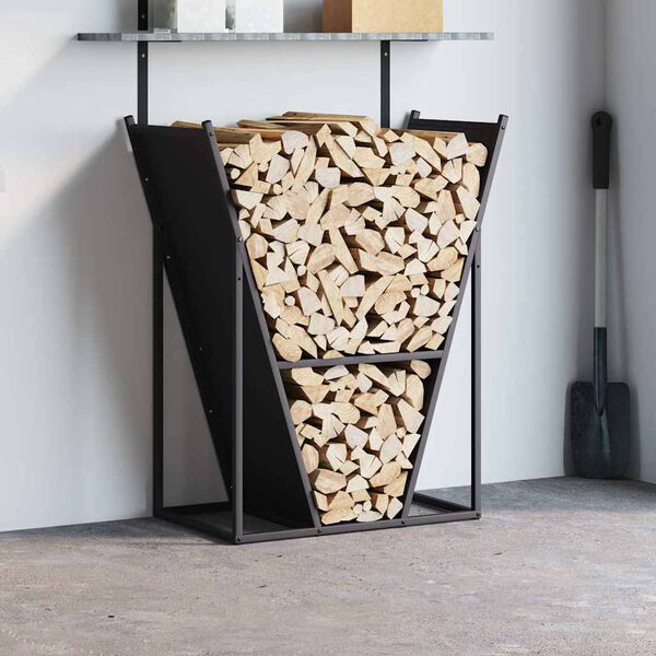 vidaXL Firewood Rack Black 69.5x35x81 cm Cold-rolled steel