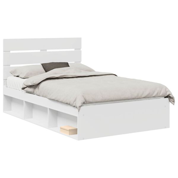 vidaXL Bed Frame with Headboard White 120 x 200 cm Solid Pine Wood