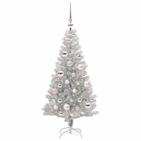 vidaXL Christmas Tree with 150 LEDs with Stand Silver 120 cm PET