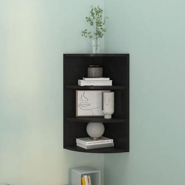 vidaXL Wall Corner Shelf Black 30x31.5x60 cm Engineered Wood