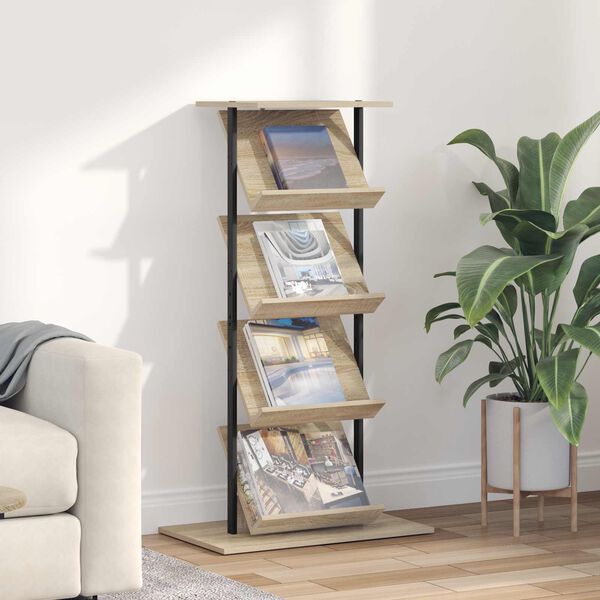 vidaXL Magazine Rack Sonoma Oak 68 x 40 x 123.5 cm Engineered Wood