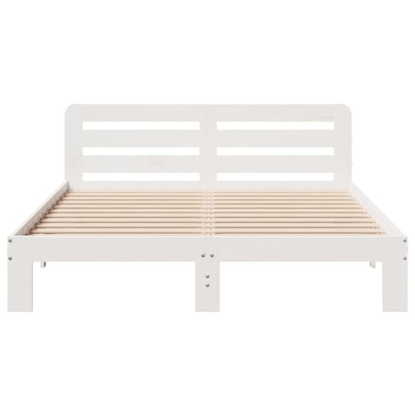 vidaXL Bed Frame without Mattress White 150x200 cm King Size Solid Wood Pine