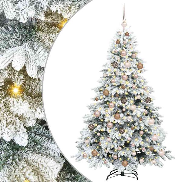 vidaXL Artificial Christmas Tree with 300 LEDs White 180 cm PE and PVC