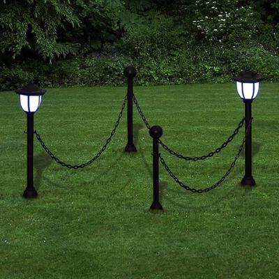 vidaXL Solar Lights 4 pcs with Chain Fence and Poles