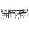 vidaXL 5 Piece Garden Dining Set Black Poly Rattan Glass