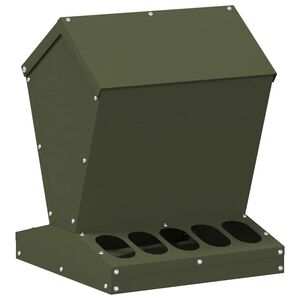 vidaXL Chicken Feeder Olive Green 30 x 30 x 39 cm Cold-Rolled Steel