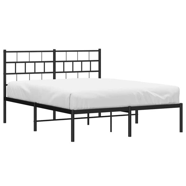 vidaXL Metal Bed Frame without Mattress with Headboard Black 135x190cm