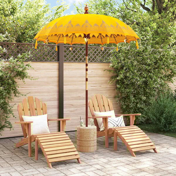 vidaXL Balinese Parasol Yellow (180-190) x 260 cm Cotton and Wood