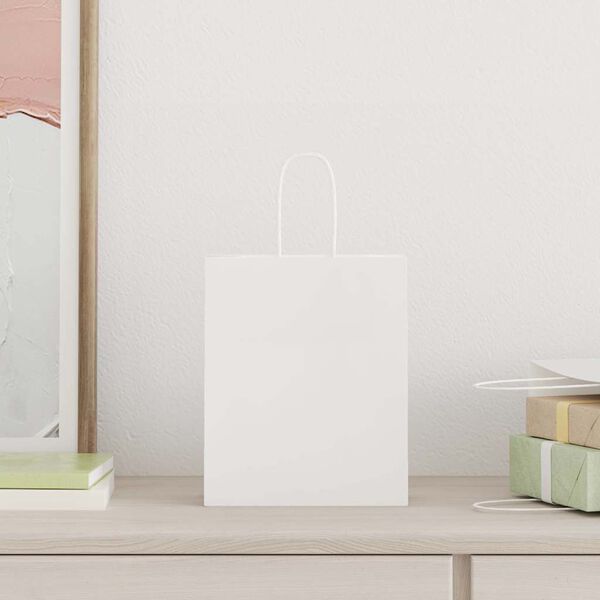 vidaXL Paper Bags 250 pcs with Handles White 18x8x22 cm