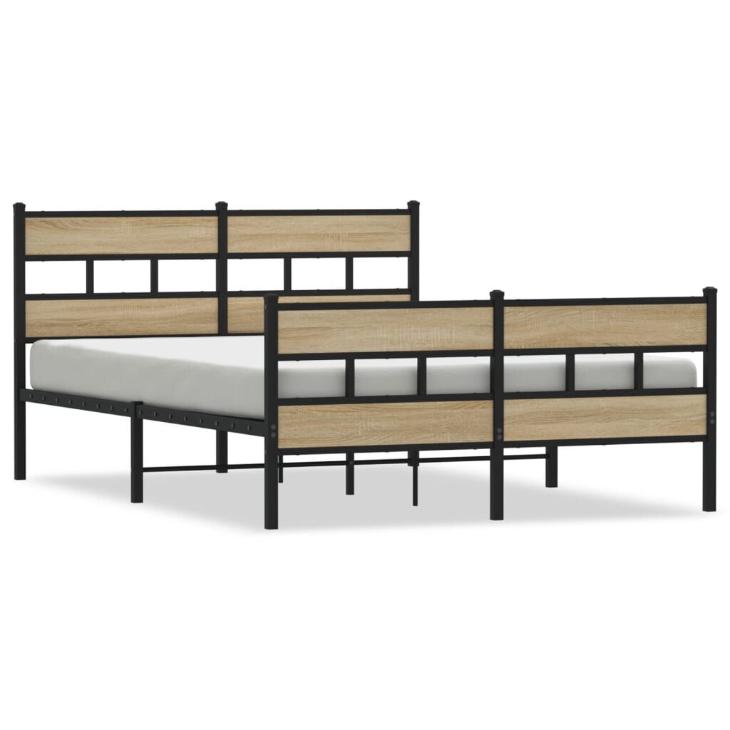 vidaXL Metal Bed Frame without Mattress Sonoma Oak 150x200 cm King Size