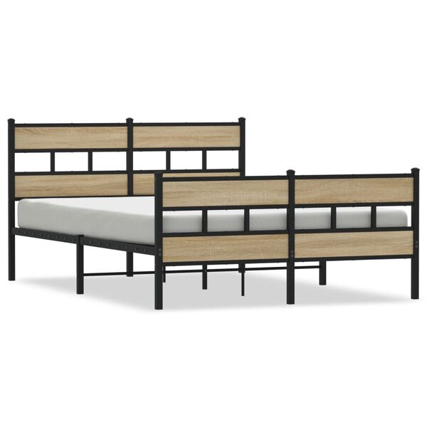 vidaXL Metal Bed Frame without Mattress Sonoma Oak 150x200 cm King Size